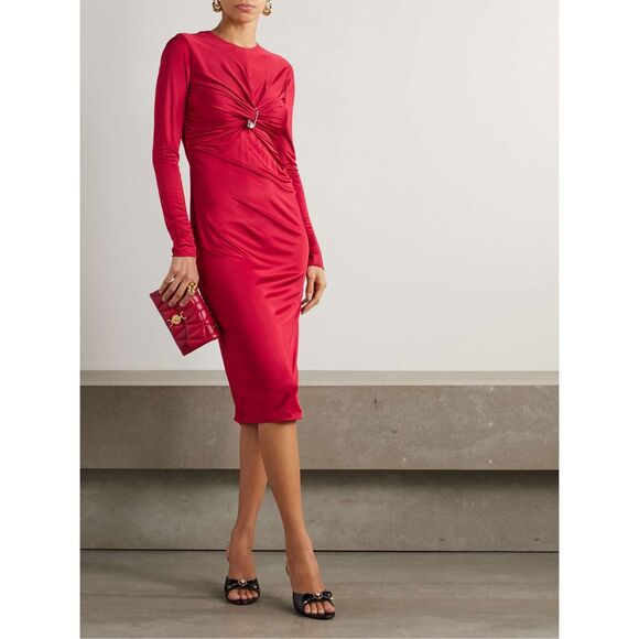 VERSACE Embellished twist-front jersey midi dress IT40/US4 $2490 - Picture 1 of 10